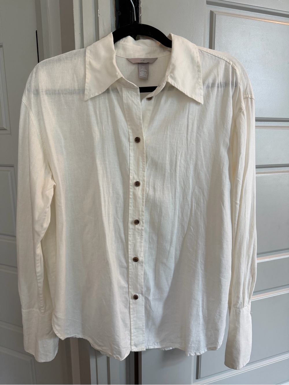 H&M Oversized Linen-blend Button-down Shirt - Picture 2 of 14